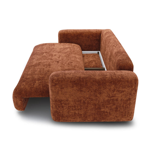 Premium Interiors - Slaapbank met opbergruimte LIOR - getextureerd fluweel terracotta 260cm