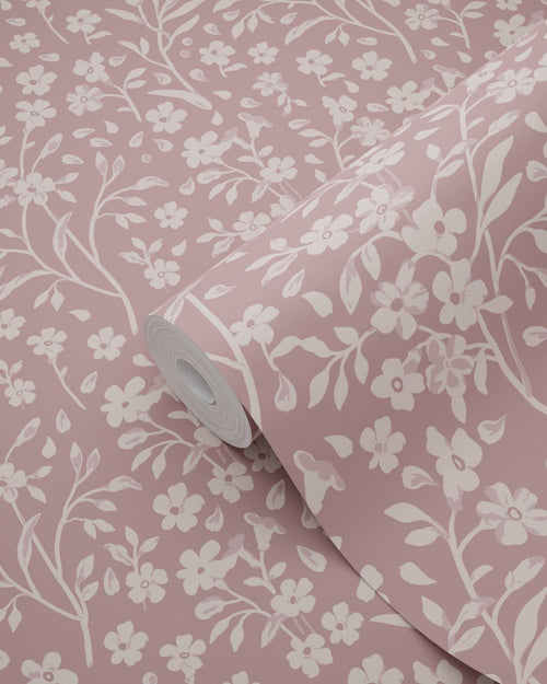 ESTAhome behang bloemetjes oudroze - 53 cm x 10.05 m - 131133