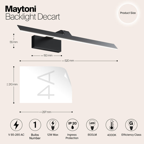Maytoni - Achtergrondverlichting Decart - Zwart