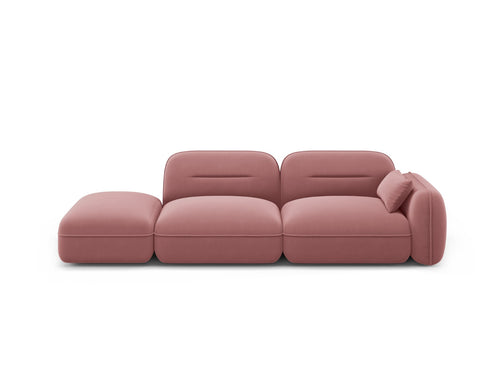 Cosmopolitan Design linker modulaire bank Sydney 3-zits, flueel, zalm - 90x295x70cm