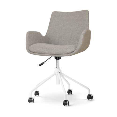 Nolon Nout-Eef Bureaustoel Warm Grijs - Armleuning - Wit Onderstel - vtwonen shop
