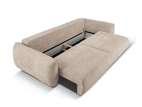 Cosmopolitan Design Slaapbank met opbergdoos Matera 3-zits, chenille, beige - 108x240x86cm