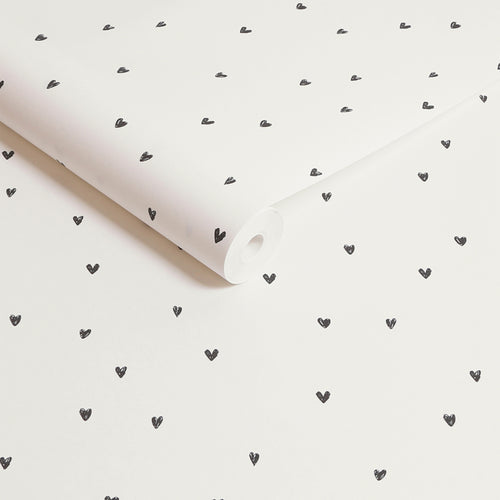 Next vliesbehang Ditsy Heart zwart wit 10mx52cm