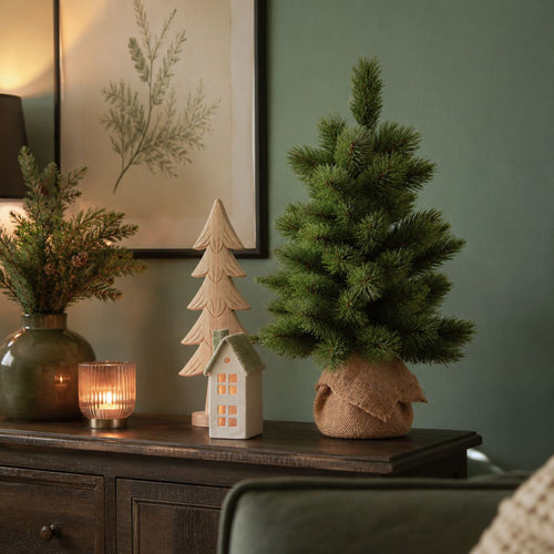 Triumph Tree Camden Kunstkerstboom H60 x D43 cm - Kunstboom in Jute Zak - Kunst Kerstboom voor Binnen - 58 Tips - Groen
