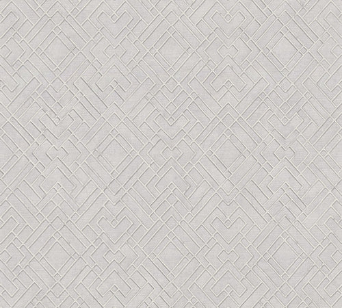 Livingwalls behang grafisch motief lichtgrijs, zilver en wit - 53 cm x 10.05 m - AS-388284 - vtwonen shop