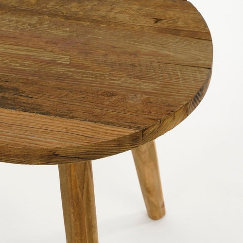 Mica Decorations Bold Bijzettafel - Salontafel Hout van Gerecycled Hout met Natuurlijke Houtnerven - Nachtkastje Rond voor de Woonkamer - Hoogte 28 x