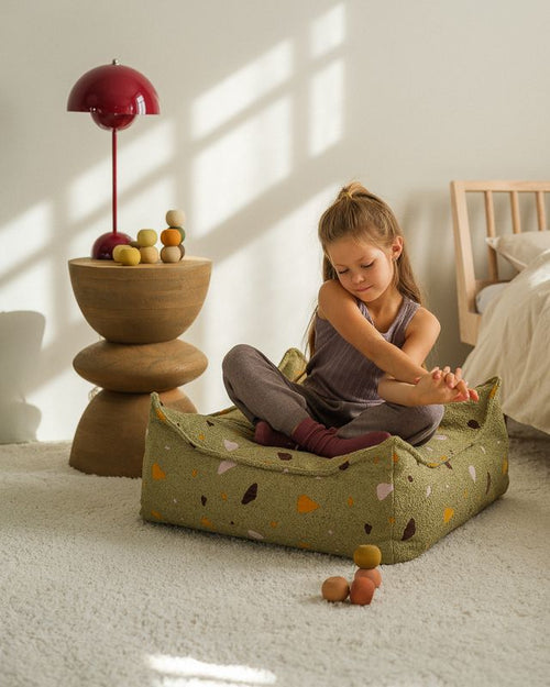 Wigiwama Terrazzo Vierkante Poef - Groen