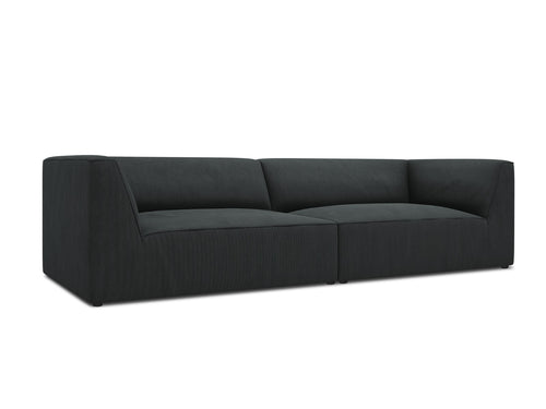 Micadoni Bank Ruby 4-zits, ribfluwelen, zwart - 93x302x69cm