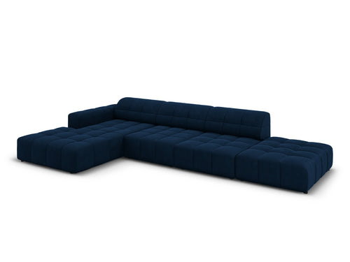 Cosmopolitan Design linker hoekbank Chicago 5-zits, flueel koningsblauw - 167x348x78cm