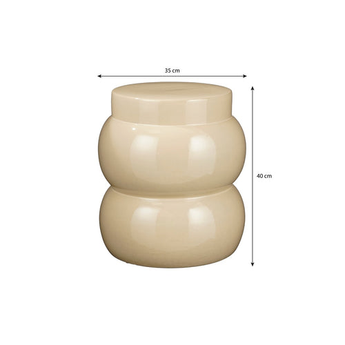 Mica Decorations Vendi Bijzettafel - H40 x Ø35 cm - Keramiek - Crème