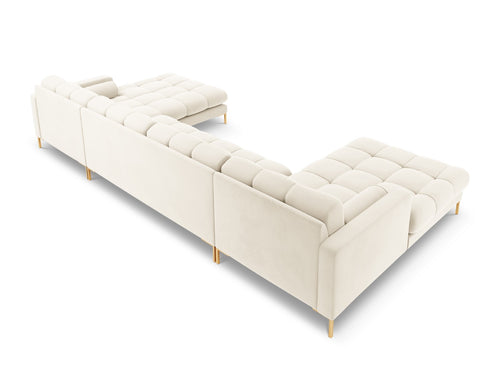 Cosmopolitan Design Panoramische bank Bali 7-zits, flueel, lichtbeige - 185x383x75cm