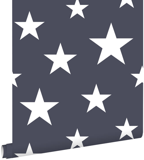 ESTAhome behang grote en kleine sterren donkerblauw - 53 cm x 10.05 m - 138933