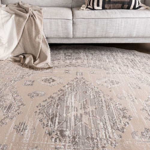 Interieur05 Rond vintage Vloerkleed Aila Zand/Beige - 120 x 120 cm - vtwonen shop