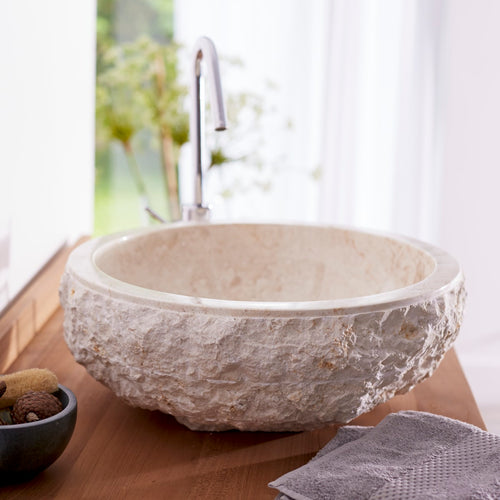 Tikamoon Marmeren waskom in cream ∅ 45 cm - Beige