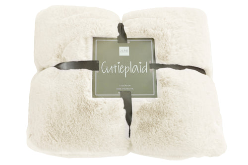 J-Line plaid Cutie - fleece deken – polyester – wit - 180 x 30 cm - vtwonen shop