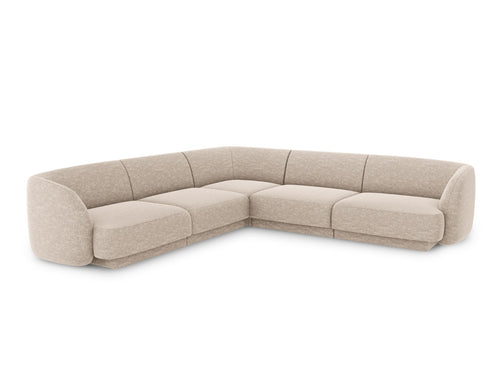Micadoni Symmetrische hoekbank Miley 5-zits, structurele stof beige - 255x255x70cm