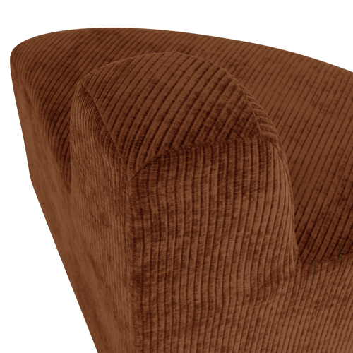 WOOOD eetbank hoek rond rugleuning Mojo Base - Rib - Roestbruin - 83x76x76