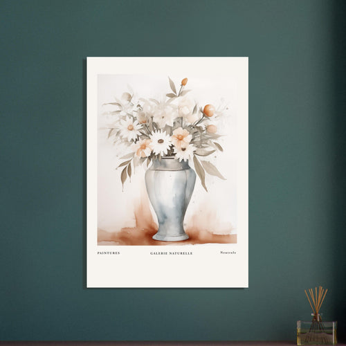 Artfulprints Poster met Lijst Bloemen in vaas 1   - A4 21x29.7 cm - Taupe