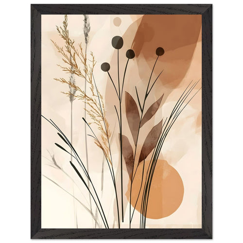 Artfulprints Poster met Lijst Boho – Golden grass   - 30x40 cm - Bruin