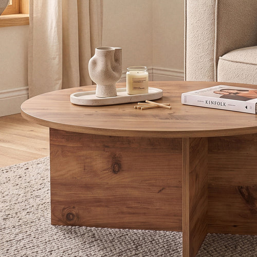 Calicosy - SOLEIL Salontafel met afgerond blad - Naturel - 90x90x40 cm