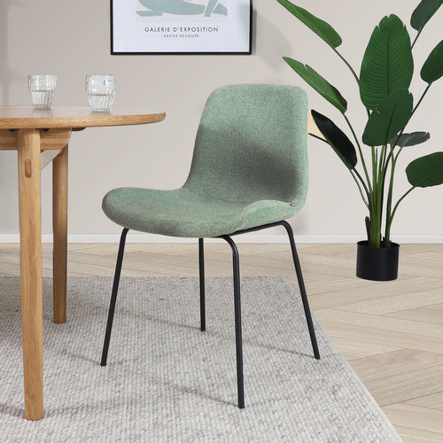 Nolon Nora-Fé Eetkamerstoel Zacht Groen - Stof - Zwarte Ptoen - vtwonen shop