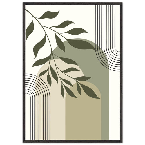 Artfulprints Poster met Lijst Boho – Olive lines   - 70x100 cm - Groen