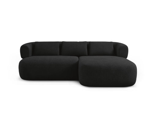 Micadoni rechter hoekbank Jenny 5-zits, boucle zwart - 145x200x73cm