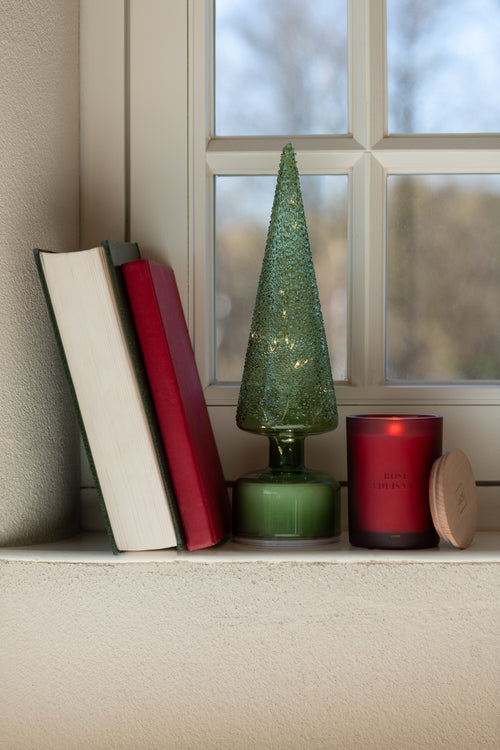 J-Line decoratie kerstboom Draaiend - glas - wit/transparant - large - LED lichtjes - vtwonen shop