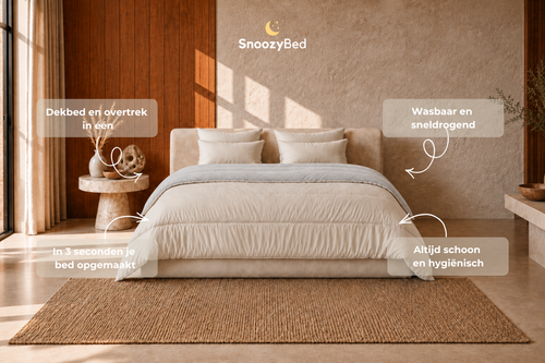 SnoozyBed - Dekbed zonder overtrek - Sand & Light Grey - 140x200cm