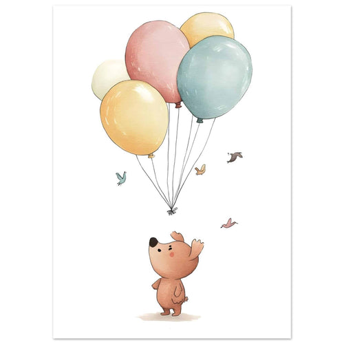 Artfulprints  Beer en ballonnen   poster 50x70 cm - vtwonen shop