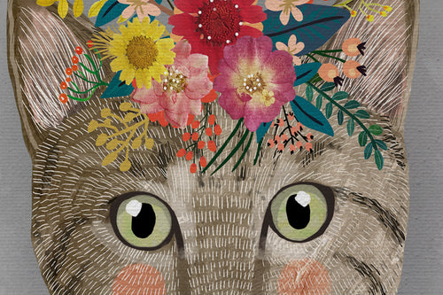 Canvas 60x40 Afdruk Bloemenkat