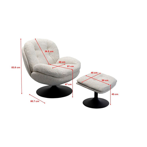 Kare Design Draaifauteuil en Voetsteun Stanford - vtwonen shop