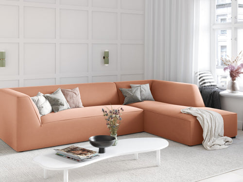 Micadoni rechter hoekbank Ruby 4-zits, flueel, roze - 180x273x69cm