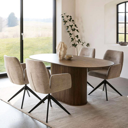 Olivine Lenn Ovale Houten Eettafel 180 cm - Gerookt Eiken