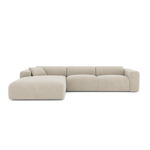 Sia Home - Hoekbank links MYRA - Fluweel met structuur - Beige - 280cm - vtwonen shop