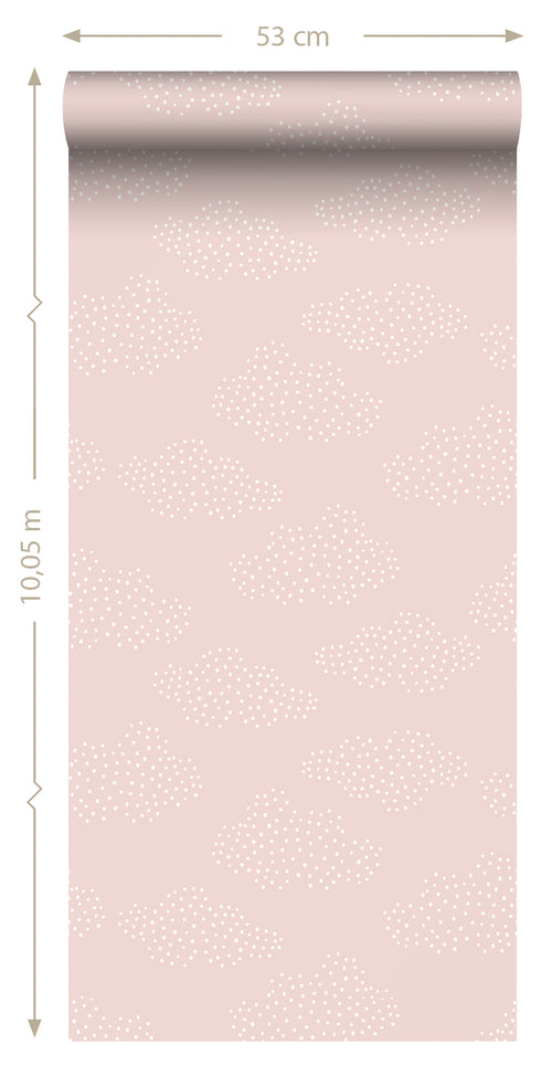 ESTAhome behang wolkjes zacht roze - 50 x 900 cm - 139516