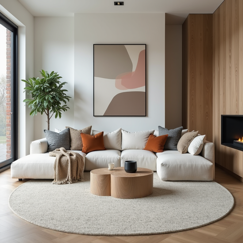 Mrcarpet wollen vloerkleed Gotland - beige/gemeleerd - Ø 240 cm