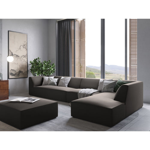 Cosmopolitan Design - Modulaire hoekbank rechts Siena 5-zits, flueel donkergrijs - 180x366x69cm