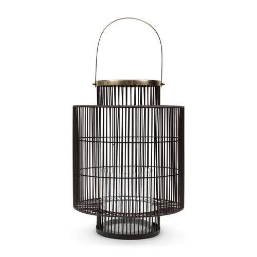 Rivièra Maison Yuni Lantern - IJzer, Glas - Bruin - vtwonen shop