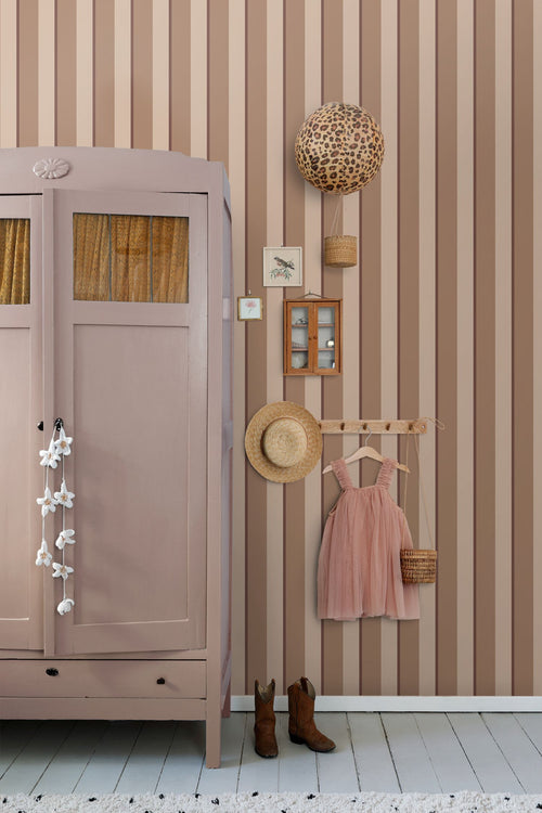 ESTAhome behang strepen bruin - 50 x 900 cm - 131909