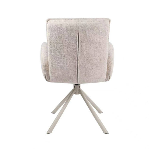 Giga Meubel Eetkamerstoel Tina Beige – Draaibaar – Met Armleuning – Stof en Metaal - Set van 2