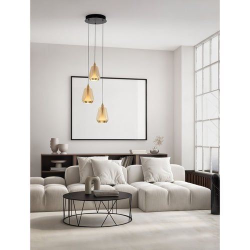 Nova Luce ALISH Hanglamp met clusterontwerp, messing goud, mat zwart, champagne, Triac dimbare LED 24W 1299lm 3000K