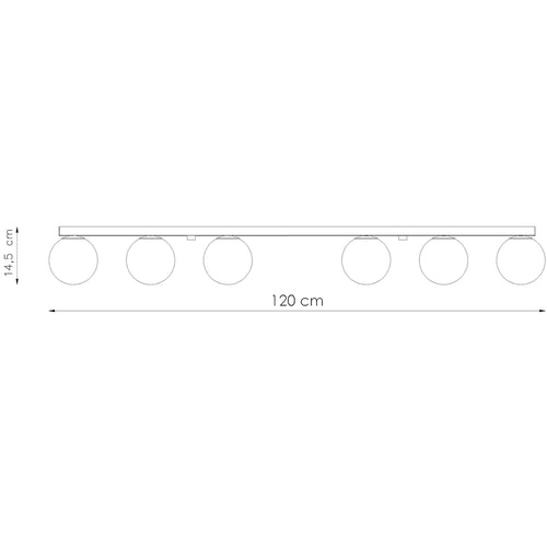 Sollux Lighting Plafondlamp YOLI 6 zwart - 120x12x14,5cm