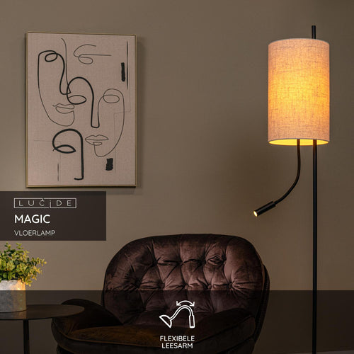 Lucide vloerlamp MAGIC - 1xE27 - Zwart