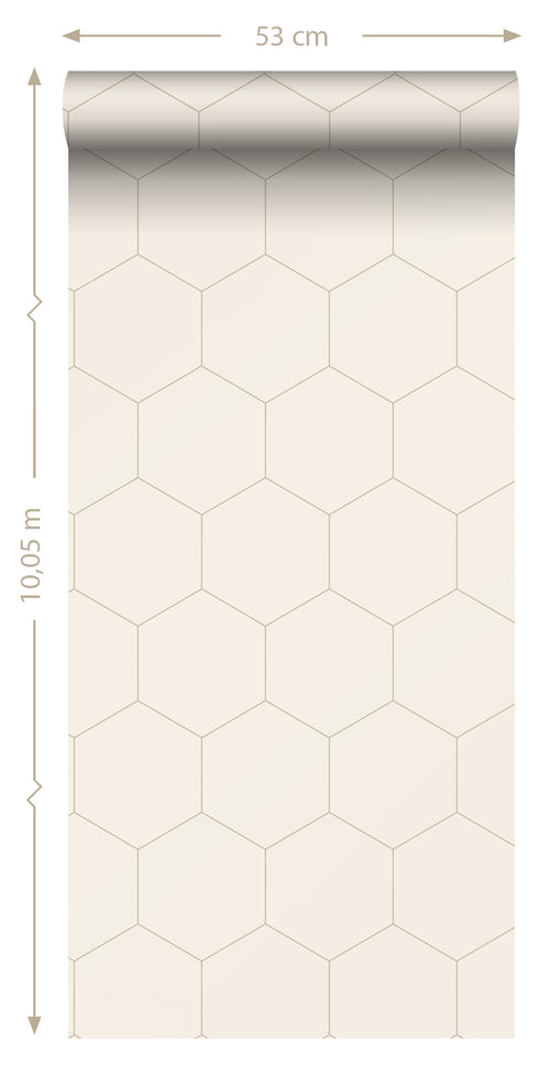 ESTAhome behang hexagon zandkleurig - 0,53 x 10,05 m - 139553 - vtwonen shop