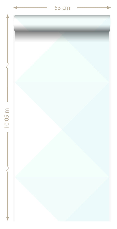 Origin Wallcoverings behang grote grafische driehoek mat wit en mintgroen - 53 cm x 10.05 m - 347497 - vtwonen shop