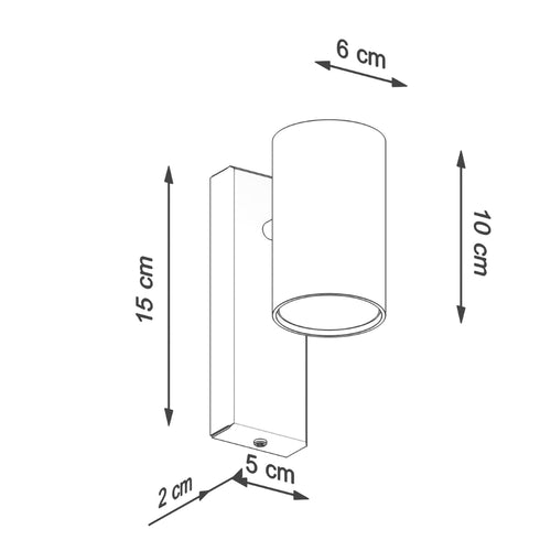 Sollux Lighting Wandlamp UTTI zwart - 6x10x15cm