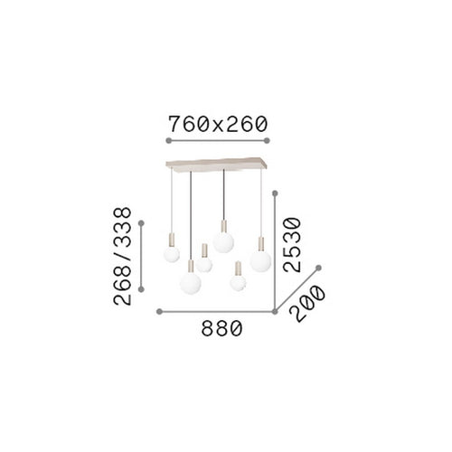 Ideal Lux ODEON Hanglamp voor aan het plafond, wit, 6x LED, 5500lm, 3000K