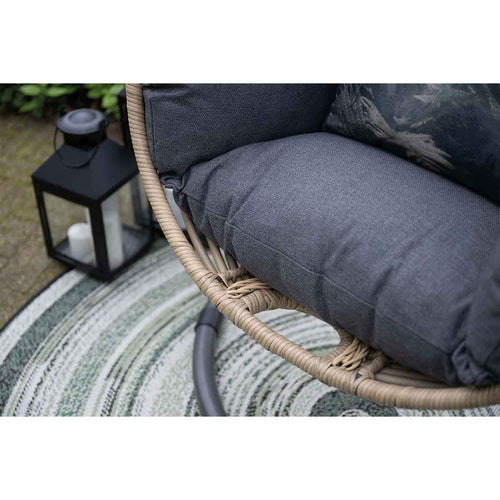 Panama hangstoel - eivorm - carbon black - natural rotan - mystic grey - vtwonen shop