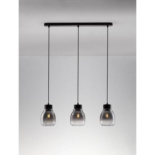 Nova Luce BLACU Hanglamp voor aan het plafond, rookgrijs, zwart, E27, 3x12W